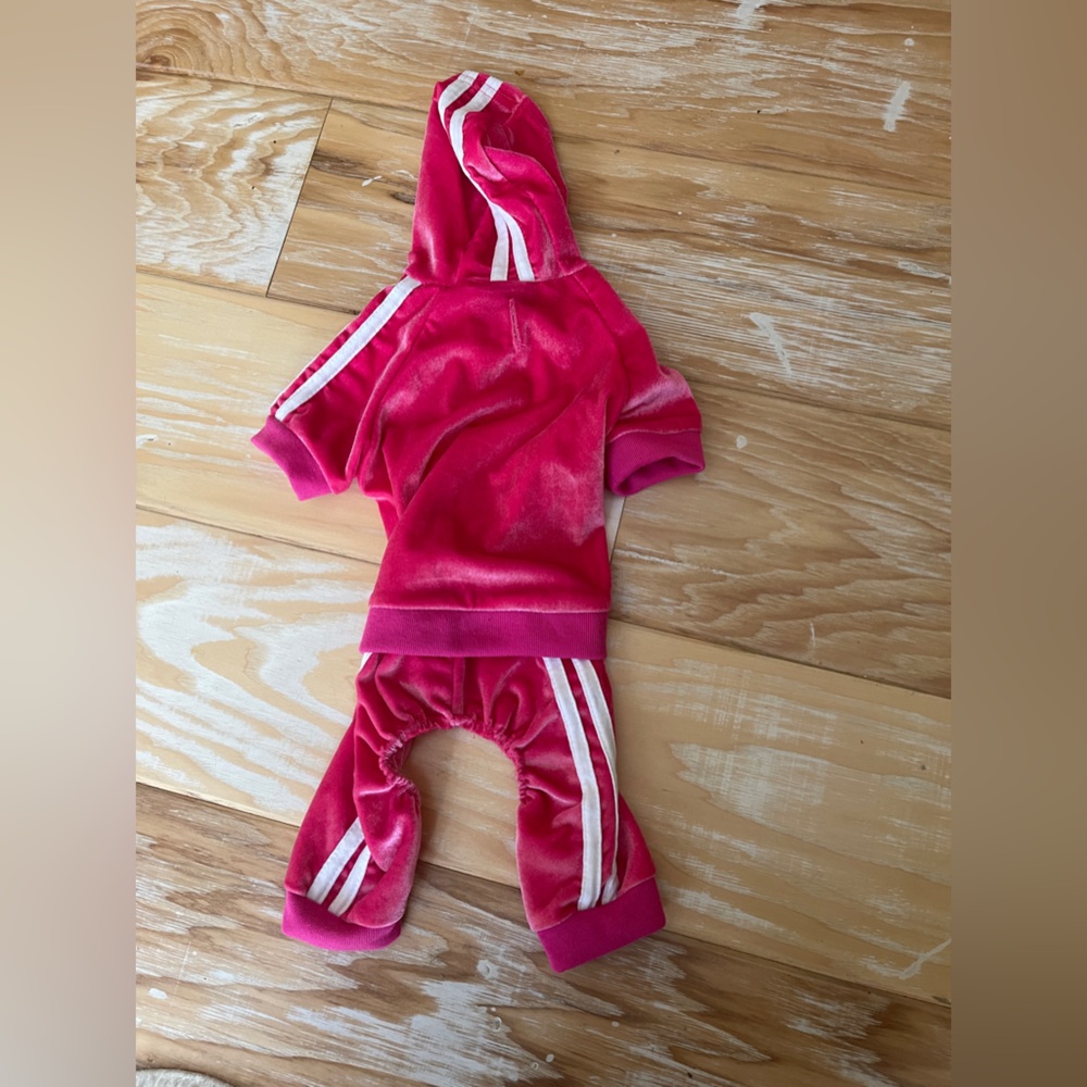 Pink velvet jumper track suit for dog size small never worn